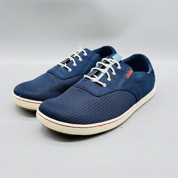 Olukai Shoes Men 7 Navy Blue Nohea Moku Mesh Boat Sneaker Lace Up Low Top Casual - Picture 4 of 13
